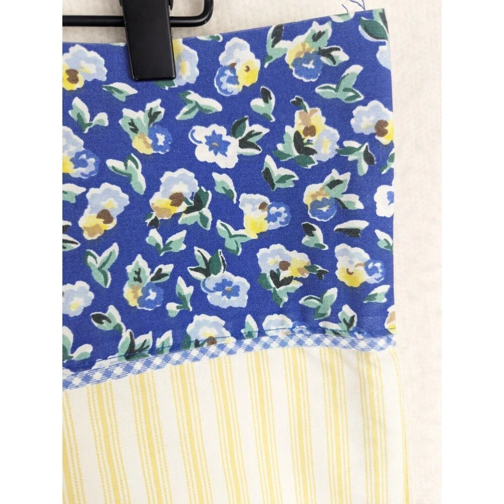 Waverly Primrose Shams Standard Blue Yellow Stripe Floral Cottage‎